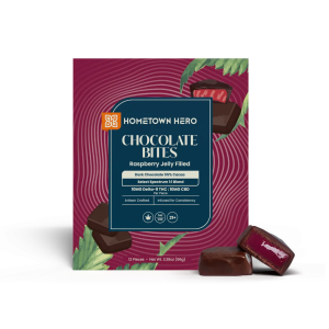 Hometown Hero Raspberry Jelly Dark Chocolate Bites - 10mg THC + 10mg CBD